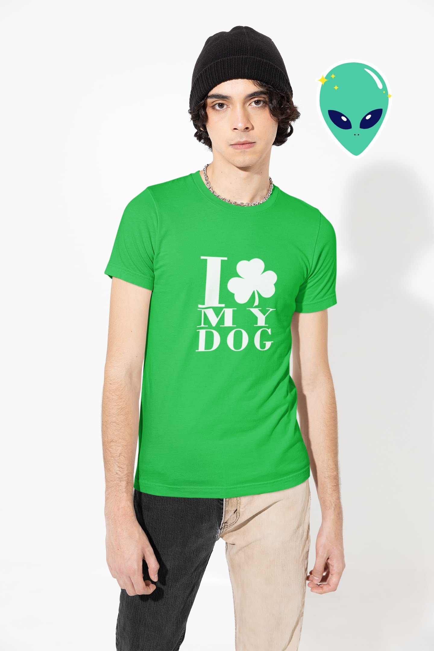St. Patrick's Day Shamrock Love My Dog Irish Green T-Shirt for Adults | Fun Pet Lover Apparel for Irish Festivals & Dog Walks