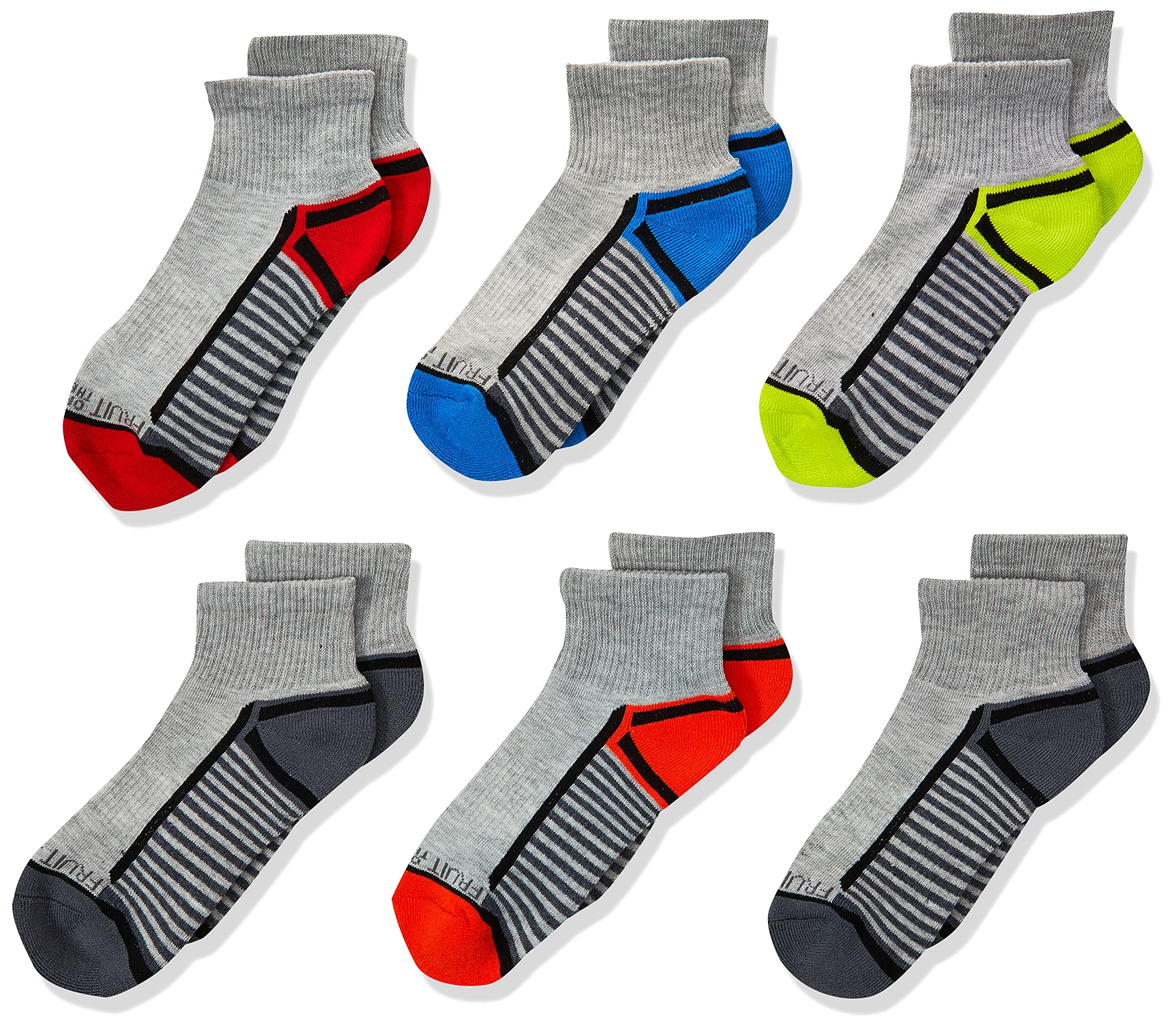Fruit of the Loom Boys' 6-Pack Half Cushion Crew Socks - Soft Cotton Athletic Socks for School, Sports & Everyday Comfort