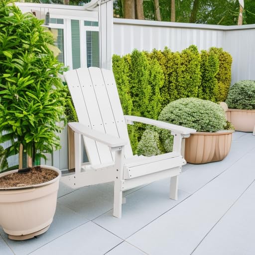 Flash Furniture Charlestown Commercial Grade Indoor/Outdoor Adirondack Chair - Weather Resistant Durable Poly Resin Deck & Patio Seating in White - Perfect for Backyard, Garden, Poolside & Beach Relaxation