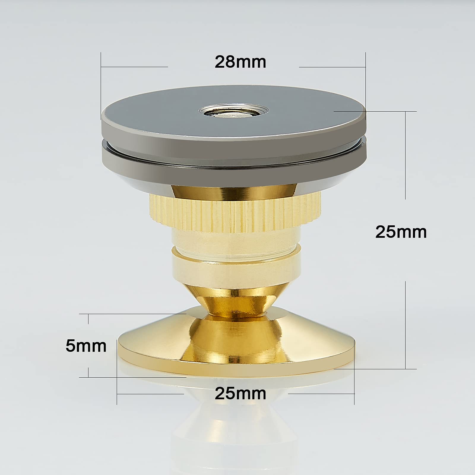 Premium 8-Piece Speaker Spikes & Isolation Feet - Adjustable Shockproof Floor Protectors for HiFi Speakers, Subwoofers, Turntables, DAC Recorders | Gold Cone Base Pads with Adhesive | Perfect for Home Theater & Audio Setup Protection