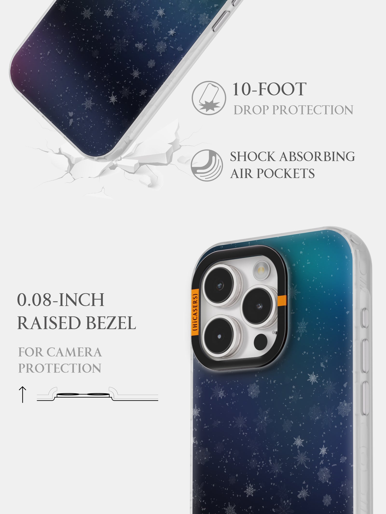 Iridescent Snowflake Pattern Mirror Case - Deep Navy Blue Phone Cover for iPhone & Samsung | Perfect for Winter Holidays & Christmas Gifts
