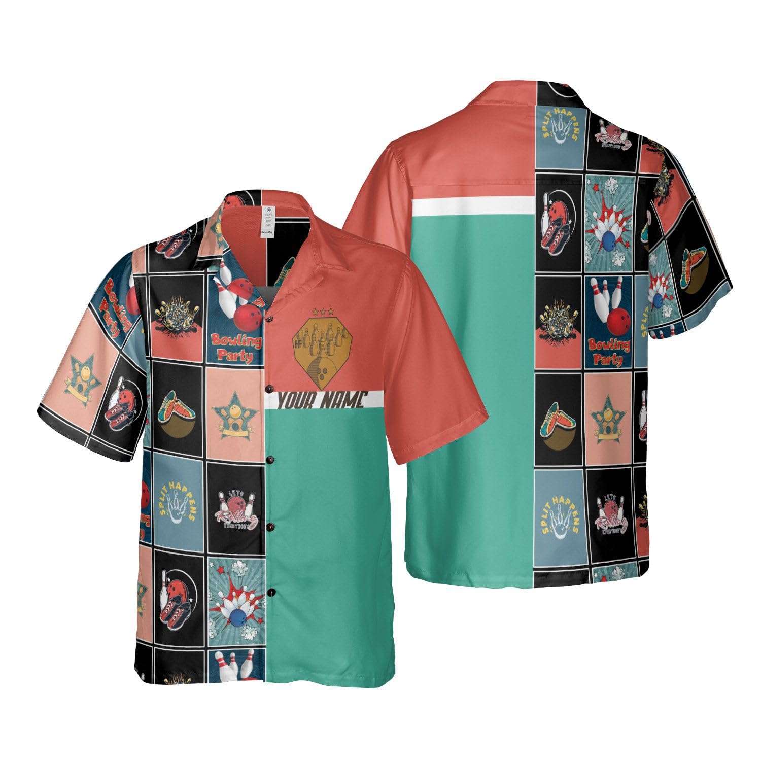 Custom Personalized Bowling Shirts with Names for Men & Women - Vintage Hawaiian Style Bowling Shirts - Perfect for Bowling Leagues, Team Uniforms & Themed Parties