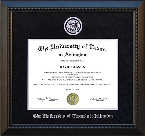UT Arlington (UTA) Diploma Frame with Embossed School Seal - Premium Display for Graduation Diplomas, Certificates & Awards | Perfect for Home, Office or Gift Giving