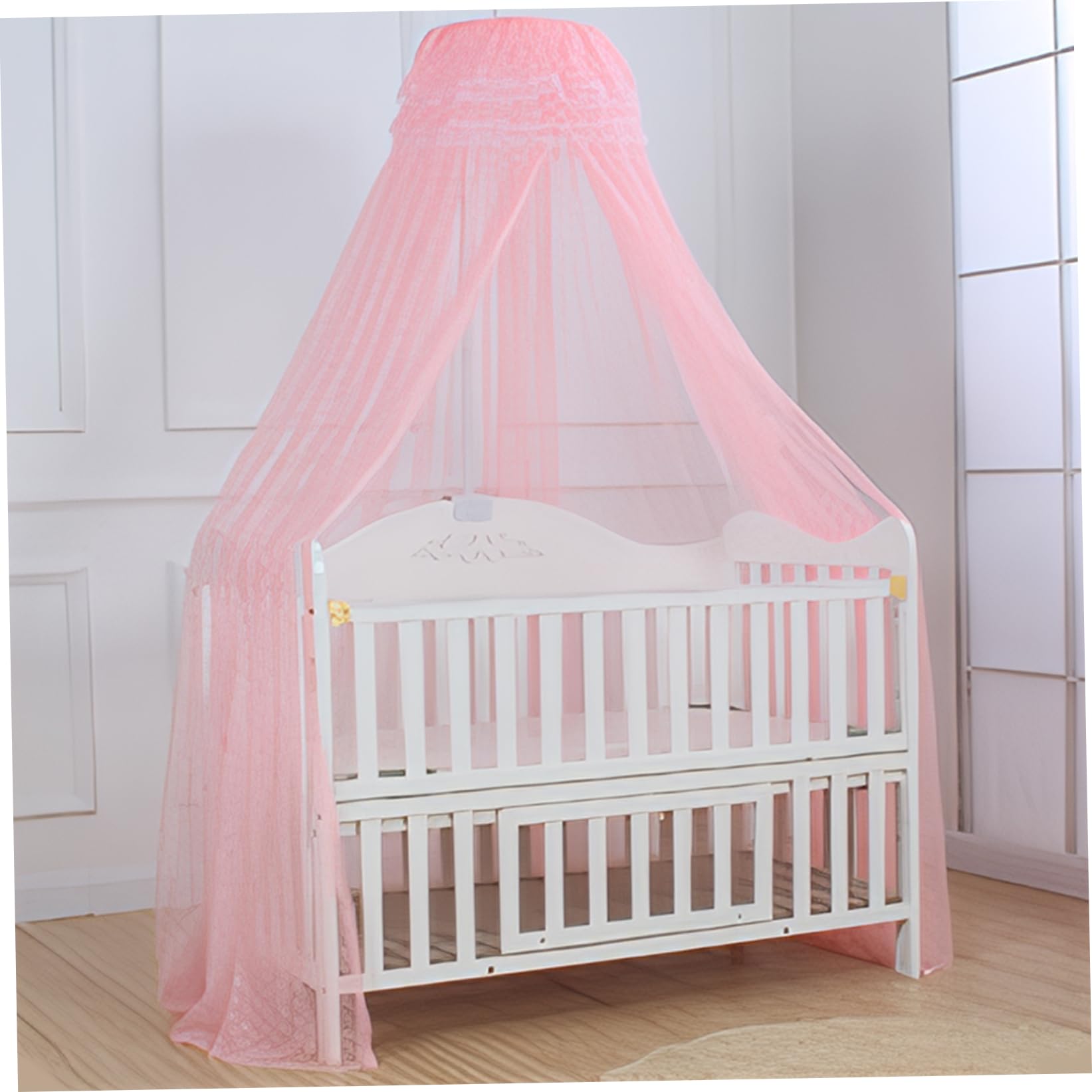 **Adjustable Height Baby Bed Canopy with Breathable Mesh - Soft & Skin-Friendly Nursery Canopy for Toddler & Kids Bedroom Decor (Ideal for Cribs, Daybeds & Play Areas)**