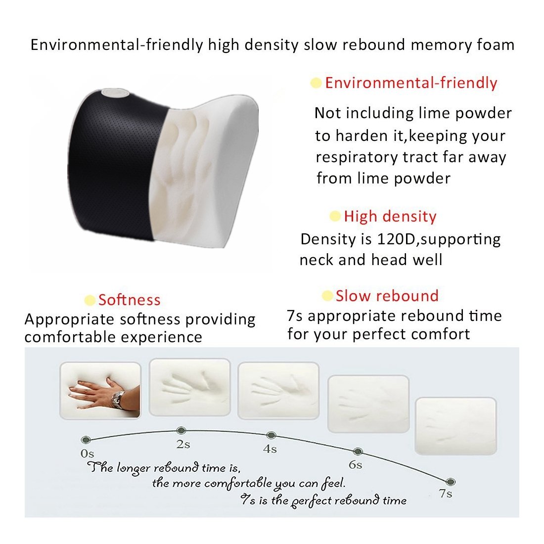 Memory Foam Car Neck Pillow for Travel & Driving - Soft Support for Neck & Spine - Comfortable Headrest for Office, Home & Car Use - Black Neck Guard Cushion - Perfect for Long Trips & Daily Relaxation