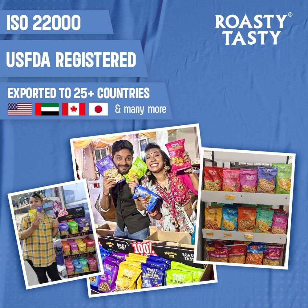 Roasty Tasty Heeng Jeera Chana Crackers - Crunchy Chickpeas Snacks | Healthy Protein-Rich Namkeen | No Preservatives, Cholesterol & Transfat Free Diet Food (200g) | Perfect for Office Snacks, Travel & Weight Management
