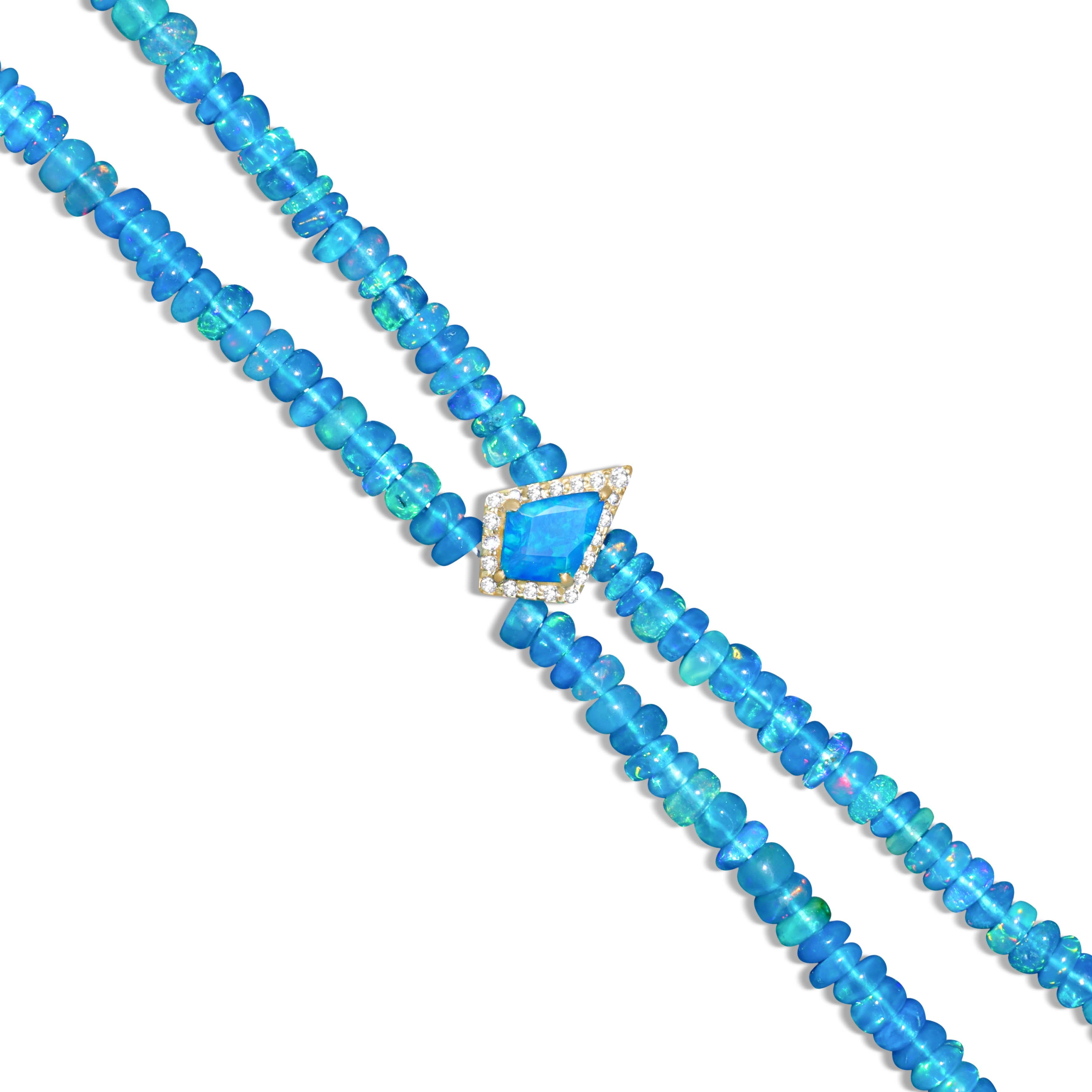 Natural Paraiba Opal Two Strand Kite Charm Beaded Bracelet for Women - Elegant Boho Jewelry Gift for Birthday, Anniversary & Special Occasions