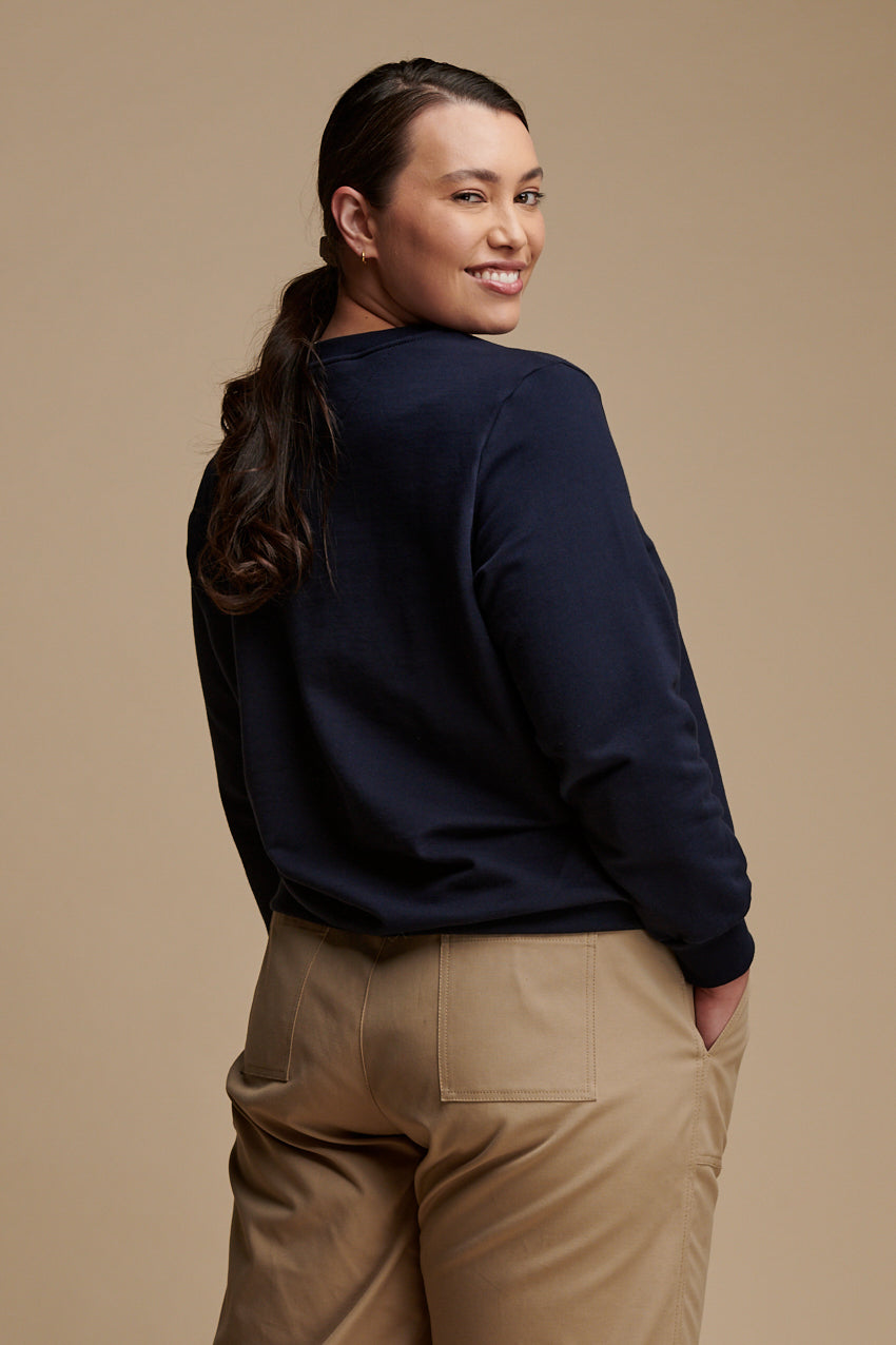 Women's Navy Sweatshirt - Soft & Comfortable Pullover for Casual Wear, Lounge & Outfits | Perfect for Fall & Winter