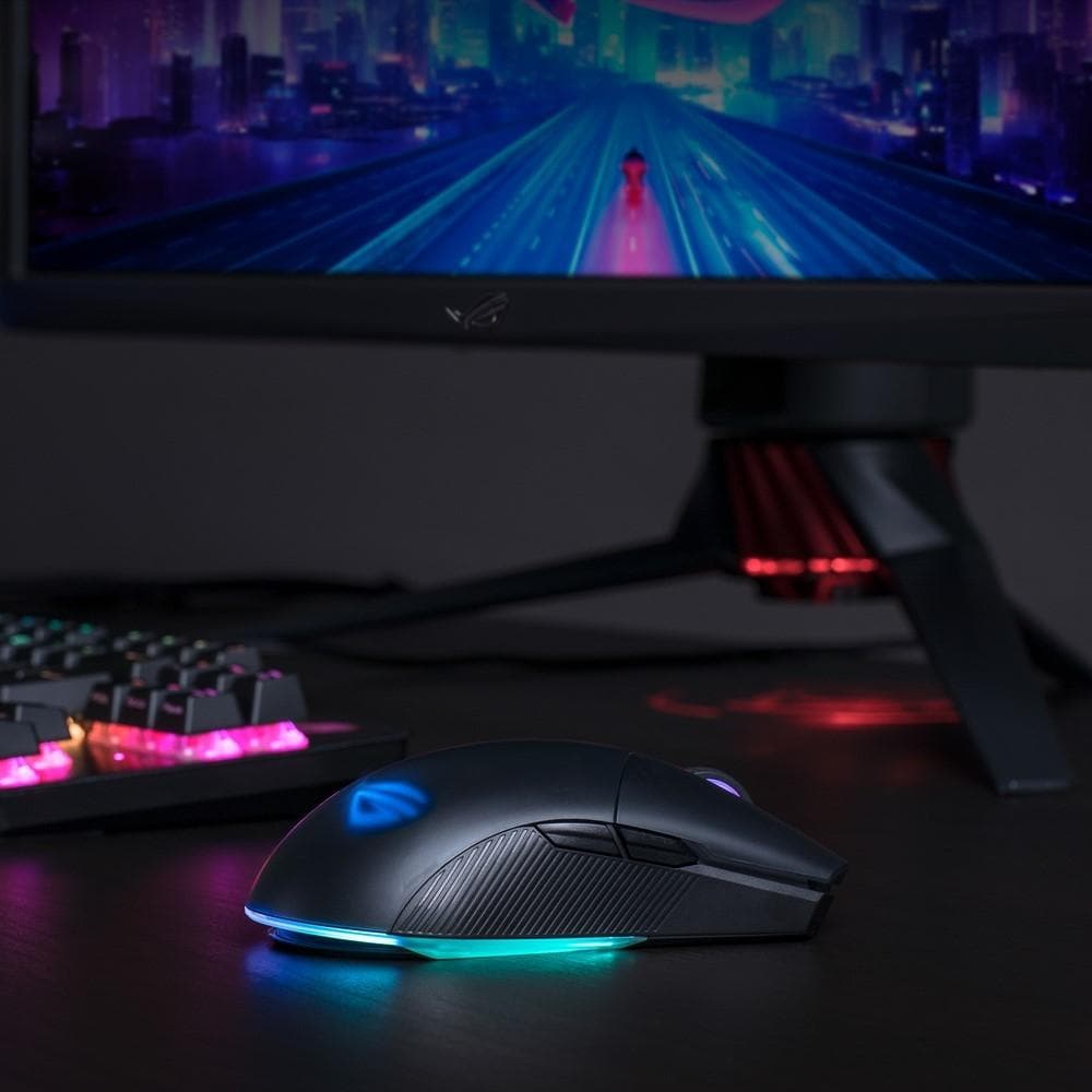 ASUS ROG Pugio II Wireless/Wired RGB Gaming Mouse - 16000 DPI, Optical Sensor, 2.4GHz/Bluetooth/USB - for PC Gaming, Esports & Office Work