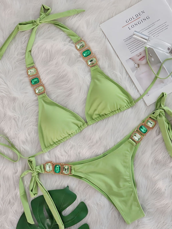 ZASUWA Women's Sexy Crystal Bikini Set - Swimsuit for Beach, Pool Party & Summer Vacation