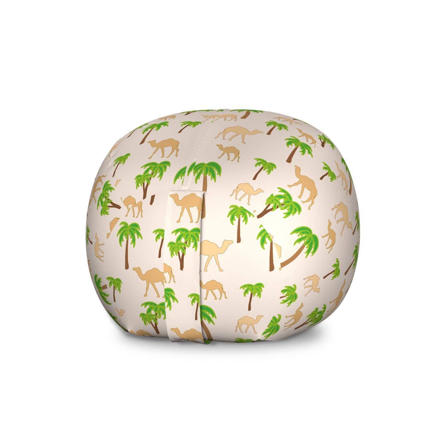 Ambesonne Oasis Storage Toy Bag Chair - Large Washable Stuffed Animal Organizer with Camels & Palm Trees Pattern, Eggshell & Multicolor - Perfect for Kids' Room, Playroom, and Dorm Organization