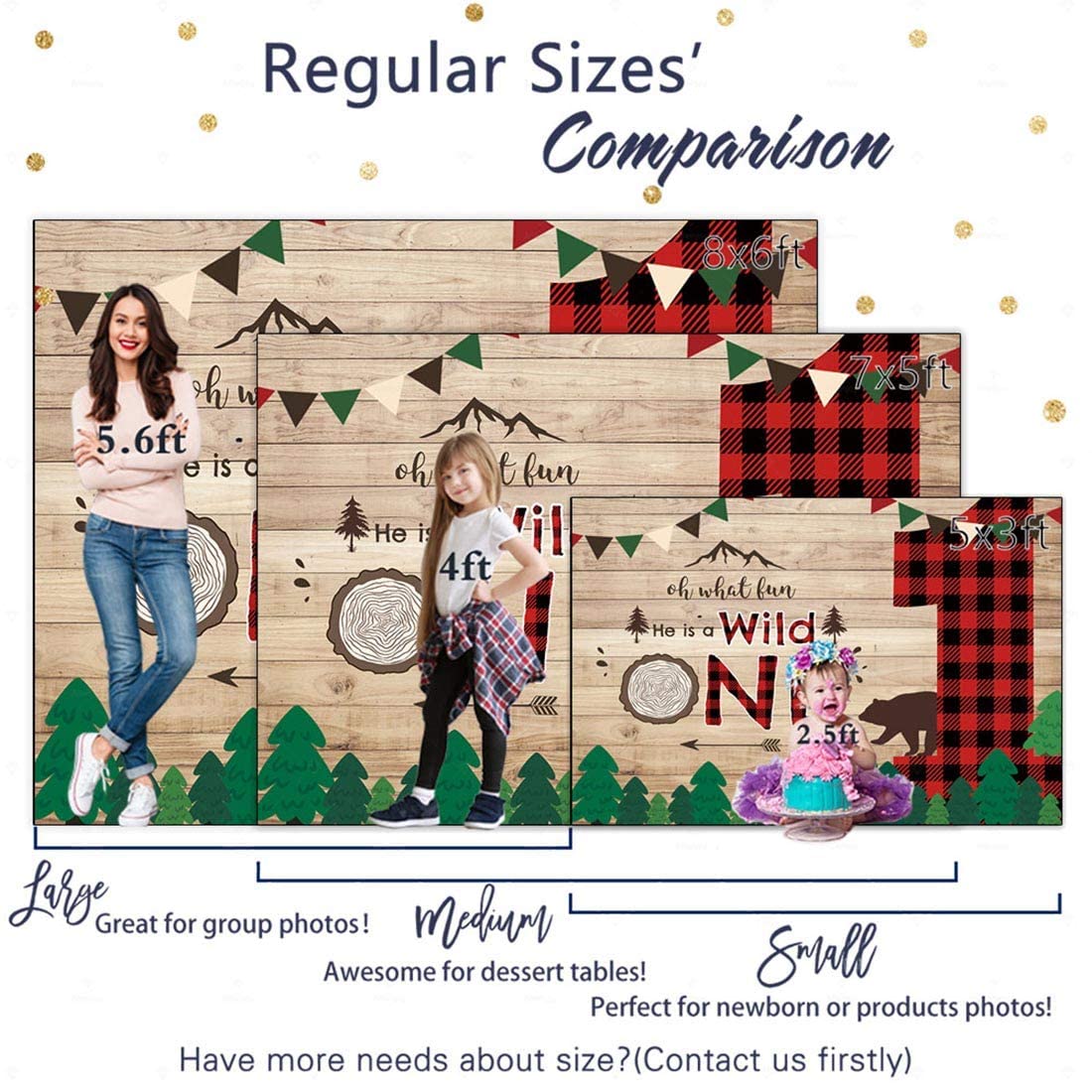 Allenjoy 7x5ft Lumberjack Wild One Backdrop - Red Black Buffalo Plaid Party Decor for 1st Birthday, Baby Shower & Kids Celebration | Perfect for Cake Smash Photoshoot, Woodland Theme Party & Prince-Themed Decorations