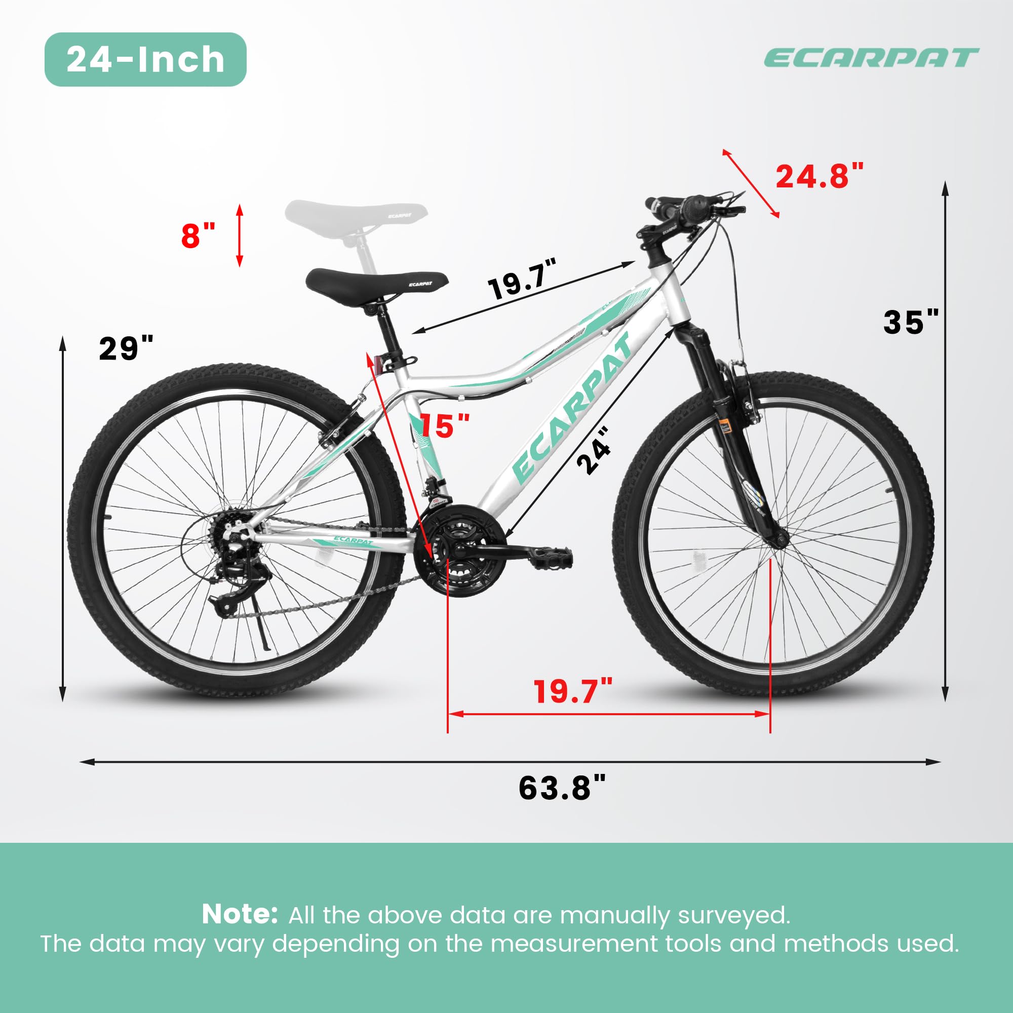 **24/26/27.5 Inch Full Suspension Mountain Bike for Men & Women - 21-Speed Aluminum/Steel Frame - Perfect for Commuting, Trail Riding & Off-Road Adventures**