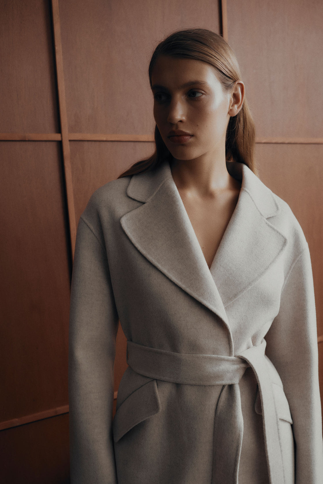 Sadie Oat Marle Single Breasted Wool Coat for Women - Warm Winter Trench Coat with Belt - Perfect for Office, Dating & Formal Occasions