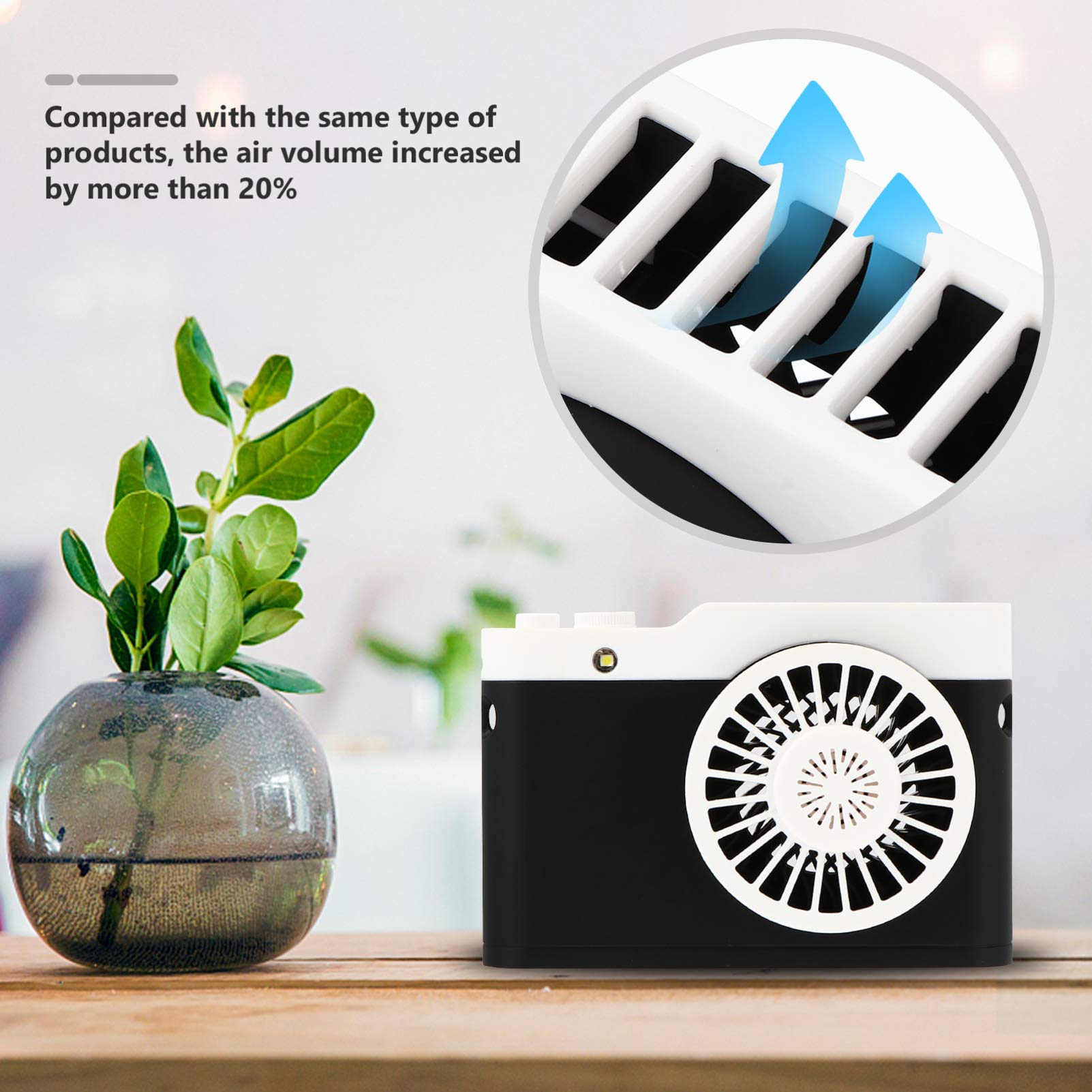 Operitacx 1 Pack Rechargeable Leafless Camera Fan - Portable USB Aromatherapy Hanging Fan for Home, Office, Travel & Outdoor Use