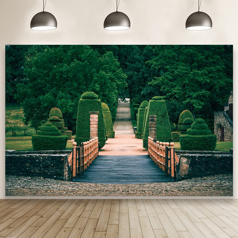 Leyiyi 20x10ft Garden Photography Backdrop - Scenic Greenery Bridge & St.Petersburg Castle Design for Wedding, Bridal Shower, Portrait & Travel Photos | Perfect for Outdoor Events, Baby Showers & Home Decor