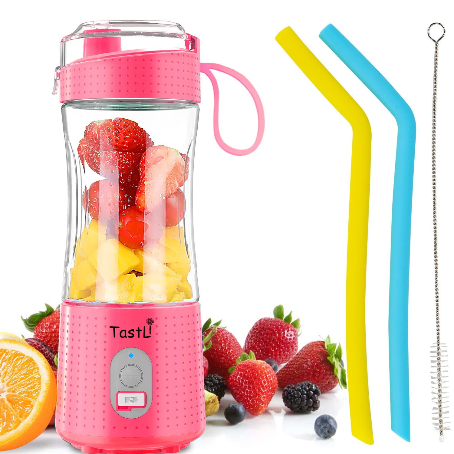 Portable Personal Blender for Smoothies & Shakes - USB-C Rechargeable Cordless Mini Blender, Travel & Gym Friendly - Perfect for Home, Office & On-The-Go (Pink)