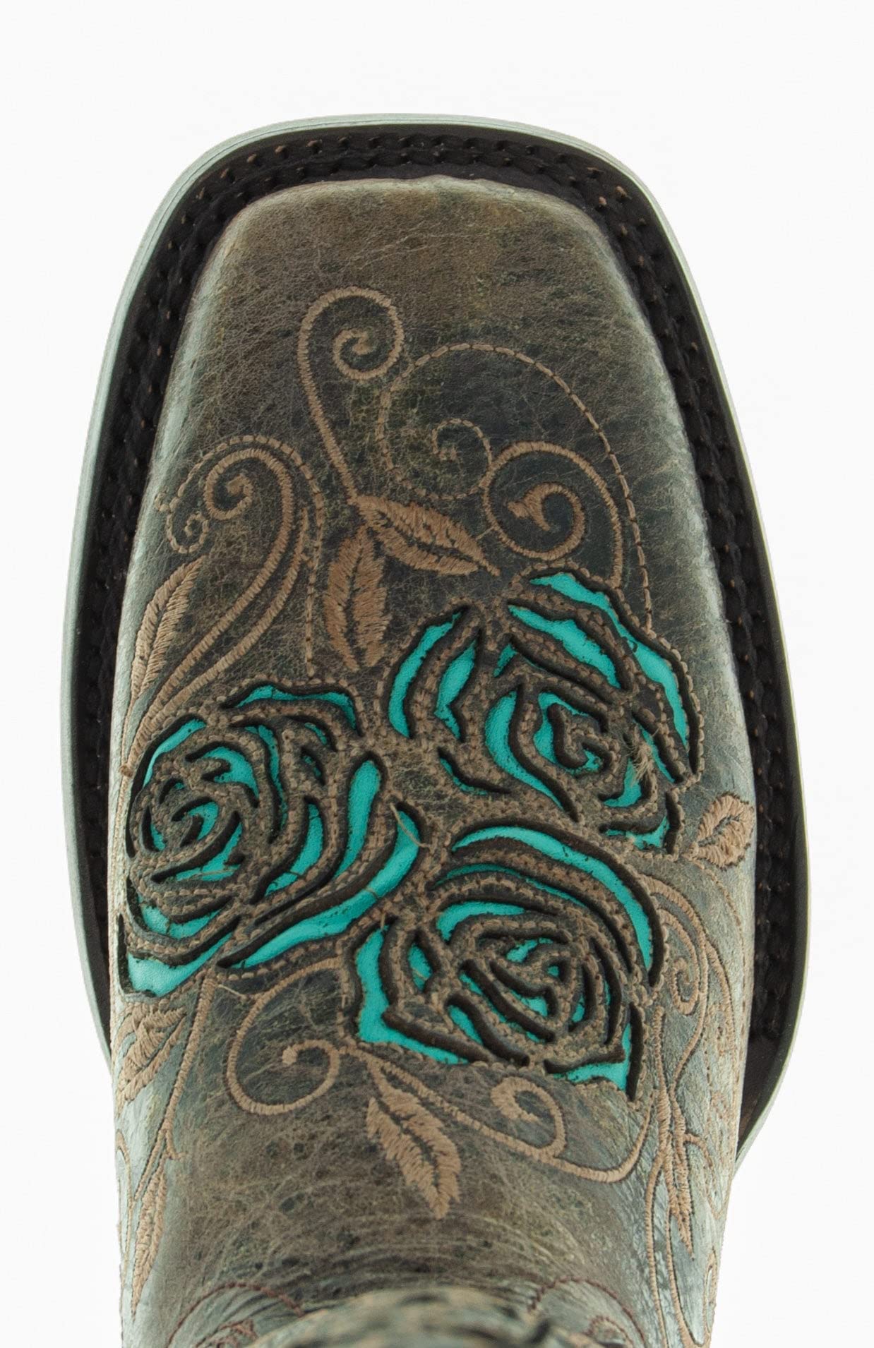 Soto Boots Turquoise Rose Country Cowgirl Boots for Women - Western Style Ankle Boots with Floral Embroidery (M50032) - Perfect for Line Dancing, Rodeos & Country Music Festivals