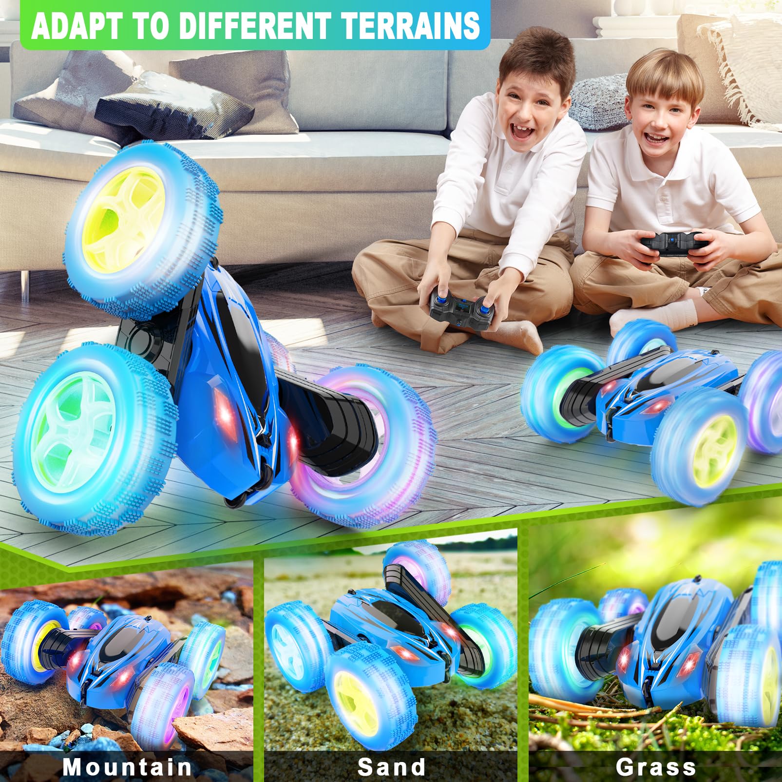 2.4GHz 4WD Fast Remote Control Car - 360° Rotating Monster Truck Toy for Kids | High Speed RC Cars for Boys & Girls | Perfect for Indoor Play, Backyard Racing & Birthday Gifts