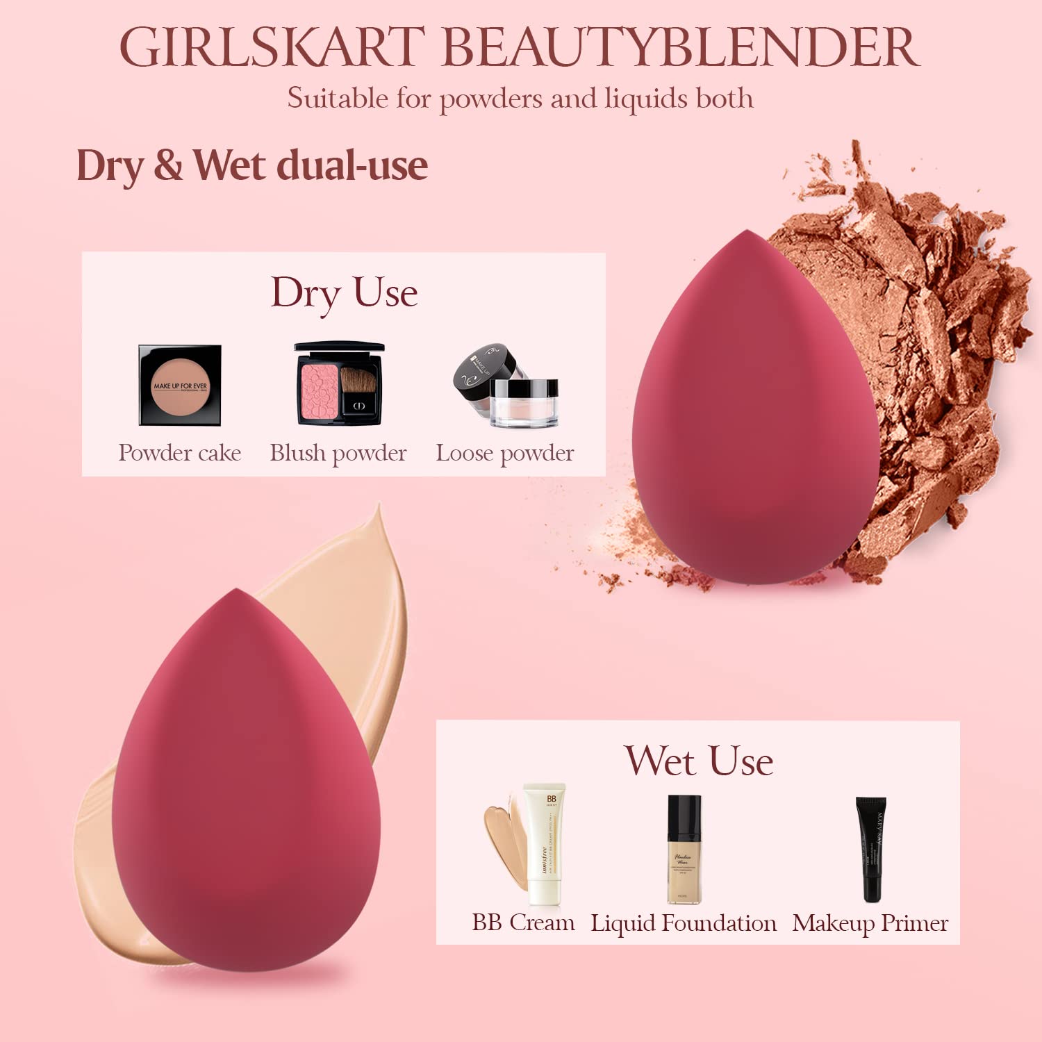 2 Pack Beauty Blender Sponge Set - Large & Mini Makeup Sponges for Liquid & Cream Foundation (Black) | Perfect for Professional Makeup Application & Travel Touch-Ups
