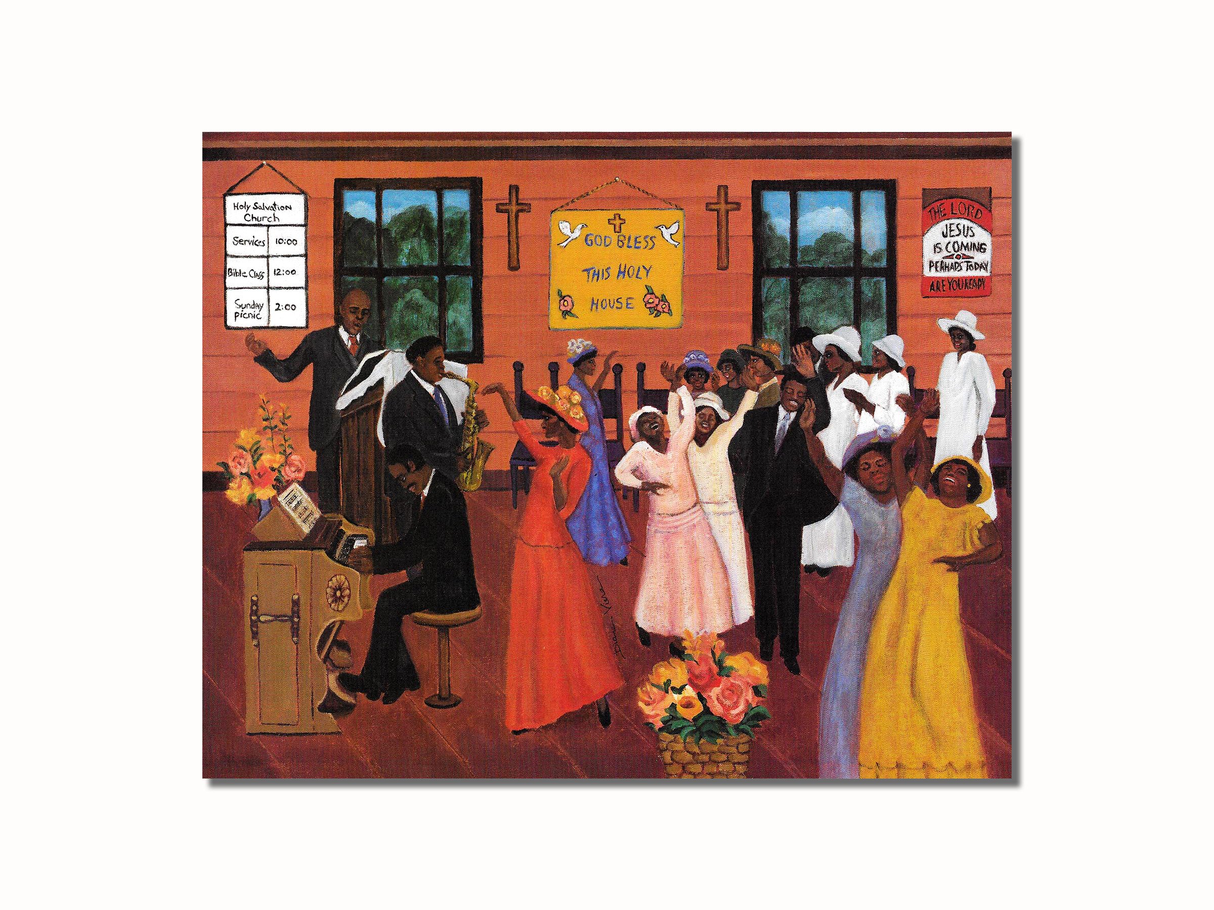 African American Black Church God Bless Music Dancing Wall Art Print 8x10 - Perfect for Home Decor, Church Wall Art & Gospel Music Lovers