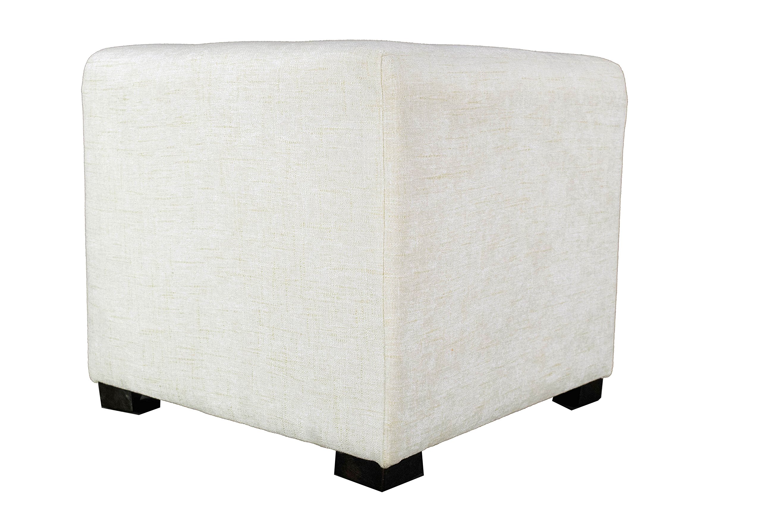 MJL Furniture Designs Merton Collection - Modern Fabric Cube Footrest Ottoman with 4 Button Tufting, Atlas Series in Bone Color | Living Room Accent, Bedroom Decor, Office Seating