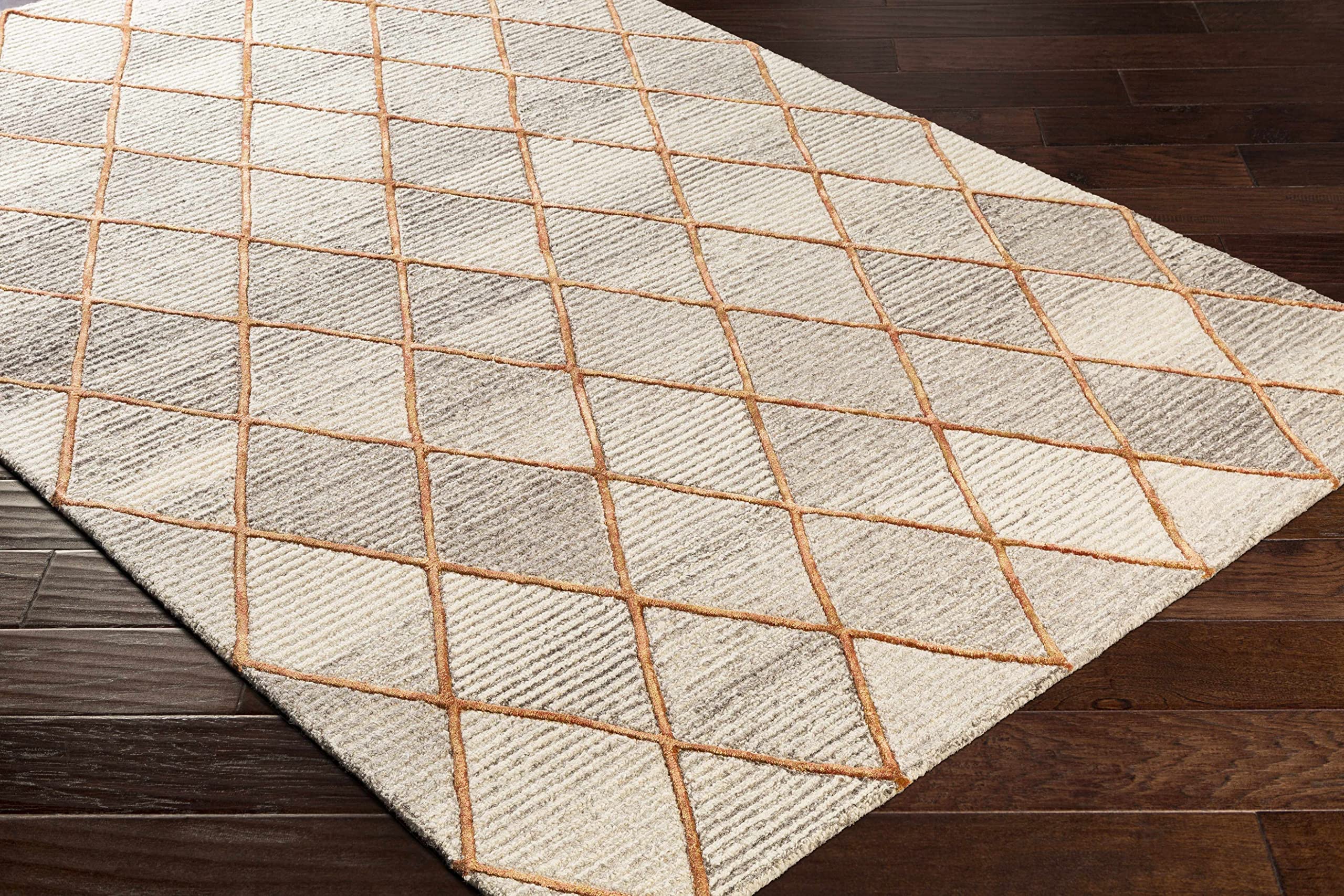 Premium Hauteloom Sharpes Wool Area Rug 8' x 10' - Contemporary Dark Red, Mustard & Orange - Soft & Durable for Living Room, Bedroom, Office - Perfect for Modern Home Decor & Cozy Spaces