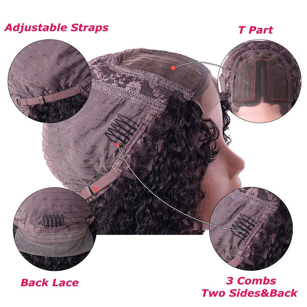 Jet Black Brazilian Human Hair Wig - T Part Lace Front Wig with Pre Plucked Hairline & Baby Hair, Body Wave 22