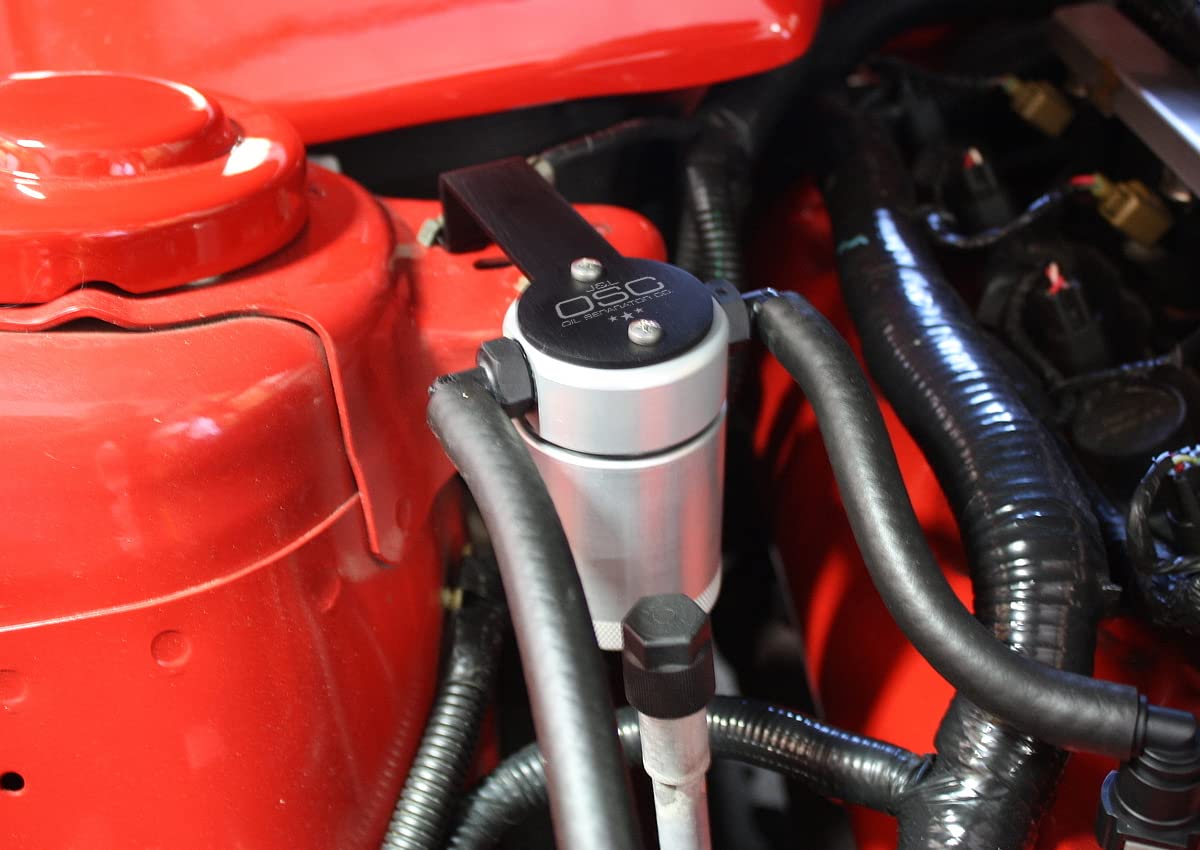 J&L Oil Separator 3.0 - Passenger Side Oil Catch Can for 2005-2010 Ford Mustang GT, Bullitt & Saleen Models (Silver) | PCV System Upgrade | Reduces Engine Sludge & Improves Performance | Perfect for Street Racing & Performance Tuning