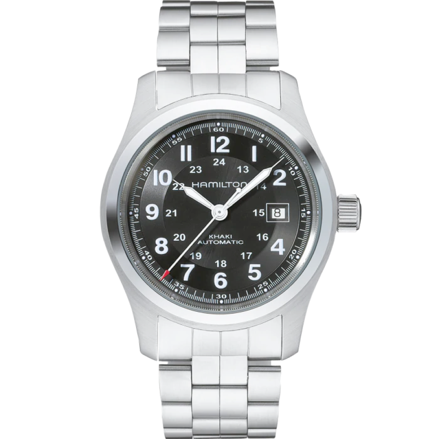 Hamilton Khaki Field Automatic Men's Watch - Military Style Stainless Steel Watch for Outdoor Adventure & Casual Wear