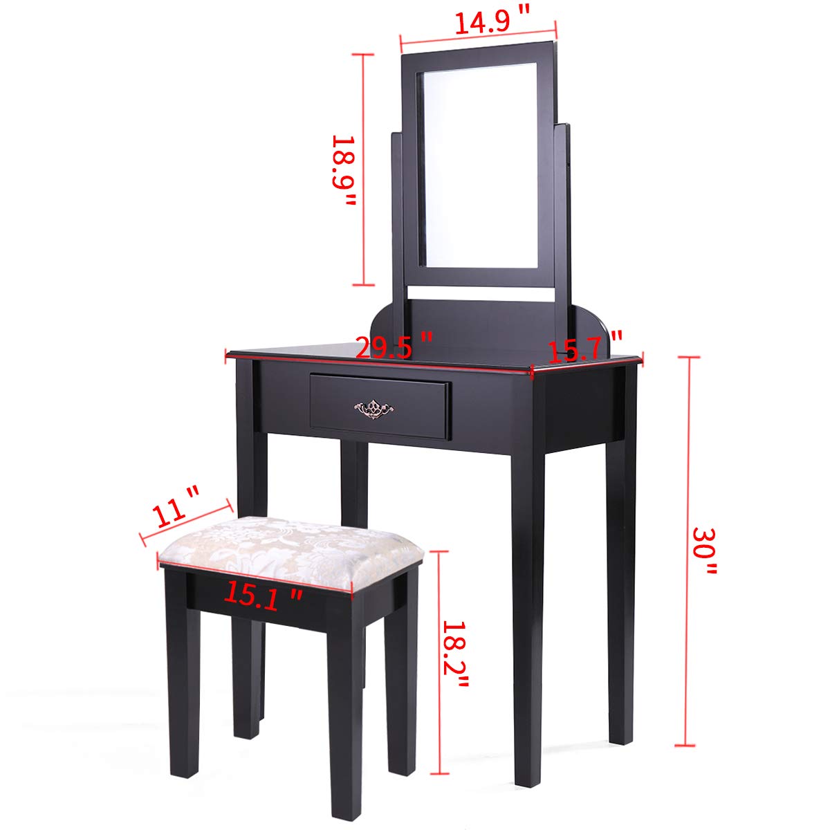 Vanity Desk with Swivel Mirror & Soft Stool - Modern Makeup Dressing Table with Drawers, White Bedroom Vanity Set for Women & Girls | Perfect for Makeup, Skincare & Jewelry Organization in Home, Studio or Dorm Room