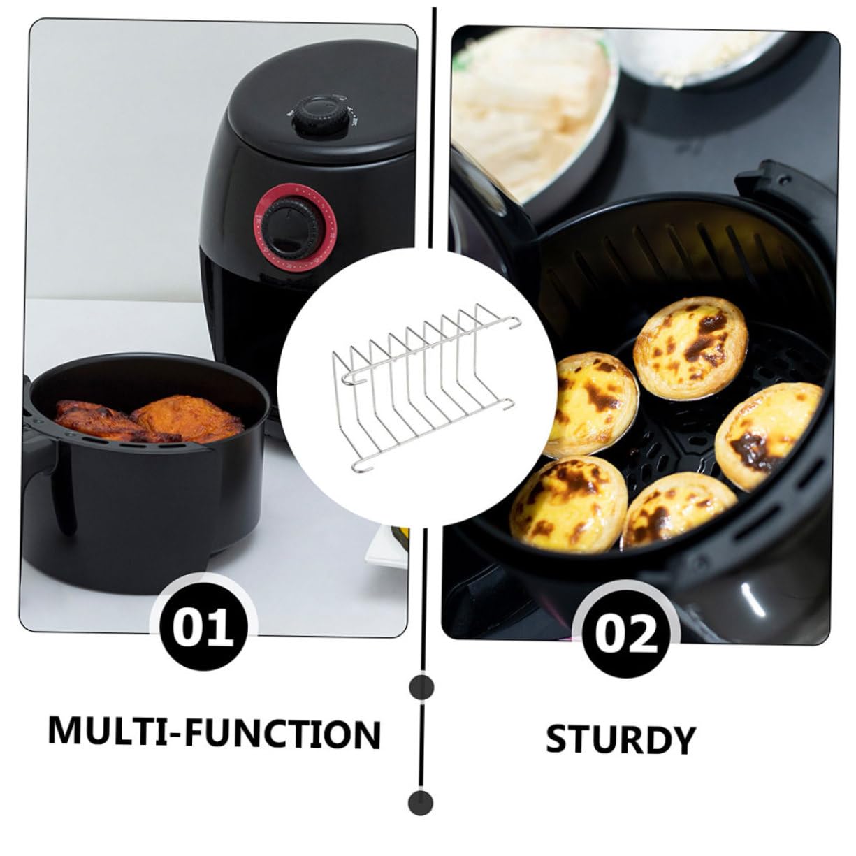 FELTECHELECTR Electric Fryer Bread Rack Toast Grill Accessory - Compatible with Air Fryers & Toaster Ovens | Perfect for Baking, Grilling & Toasting Bread, Bagels & Pastries | Kitchen Accessories for Home Cooking & Meal Prep