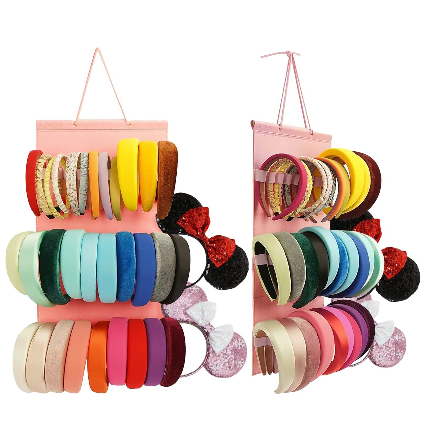 Pink Felt Headband Holder for Girls - Hanging Organizer & Storage Solution for Hair Accessories - Perfect for Bedroom, Bathroom, and Closet Organization