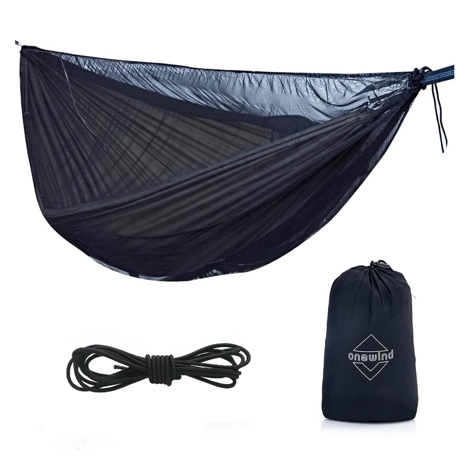 OneWind Single & Double Camping Hammock with Mosquito Net - 360° Bug Protection for Outdoor Adventures, Backpacking, Hiking and Beach Relaxation - Lightweight Portable Hammock with Easy Setup