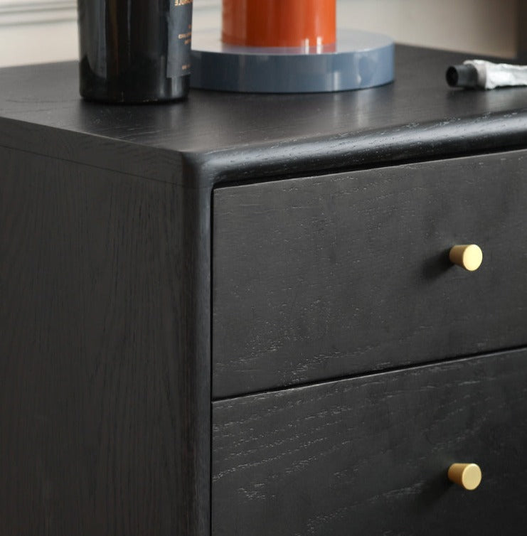 Solid Oak Wood Nightstand in Smoked Finish - Perfect for Bedroom, Living Room, or Office Furniture