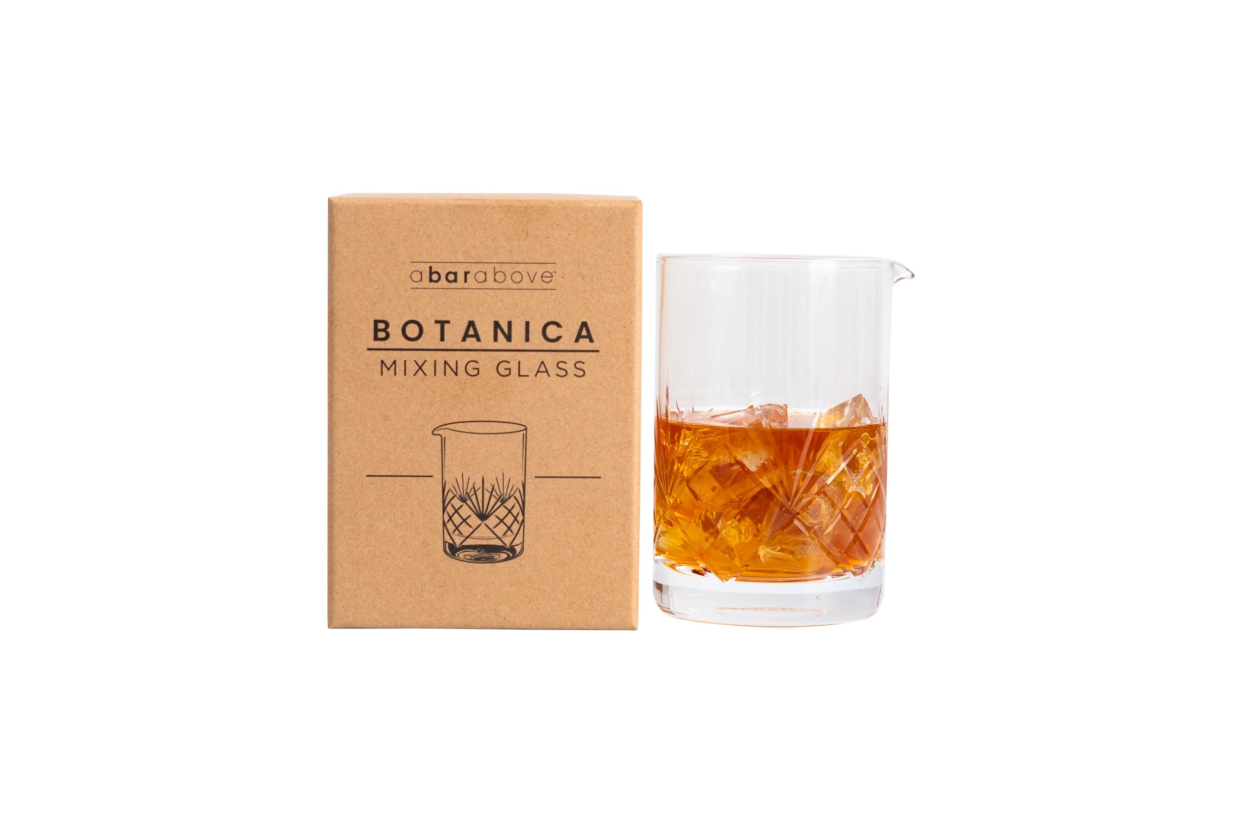 A Bar Above Botanica Cocktail Mixing Glass - 18oz Thick & Sturdy Glass Beaker for Mixing & Stirring Drinks - Professional Bar Tools for Home & Commercial Use - Perfect for Cocktail Parties, Bartending & Mixology
