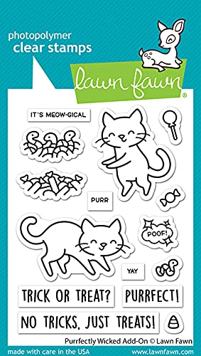 Lawn Fawn Purrfectly Wicked 3”x4” Clear Stamp Set & Coordinating Dies Bundle (LF2666 + LF2667) - Perfect for Card Making, Scrapbooking, and DIY Paper Crafts