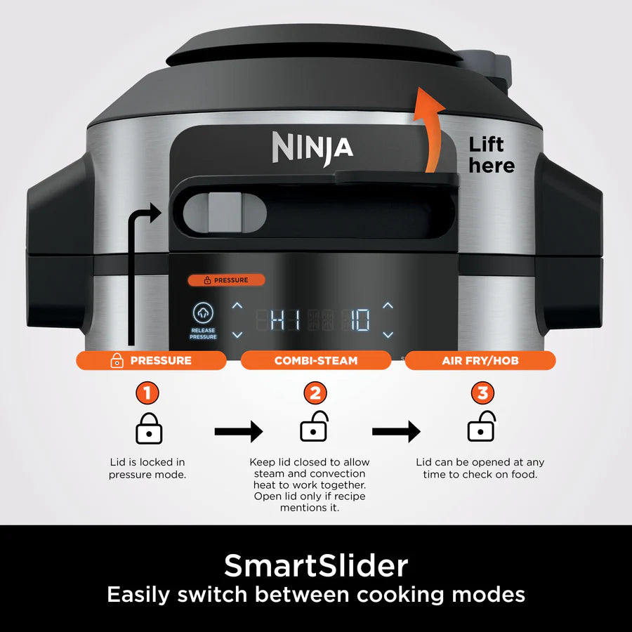 Ninja Foodi SmartLid Multi Cooker - 6-in-1 Pressure Cooker, Air Fryer, Slow Cooker, Steamer, Sauté Pan & Yogurt Maker - Perfect for Family Dinners, Meal Prep & Healthy Cooking