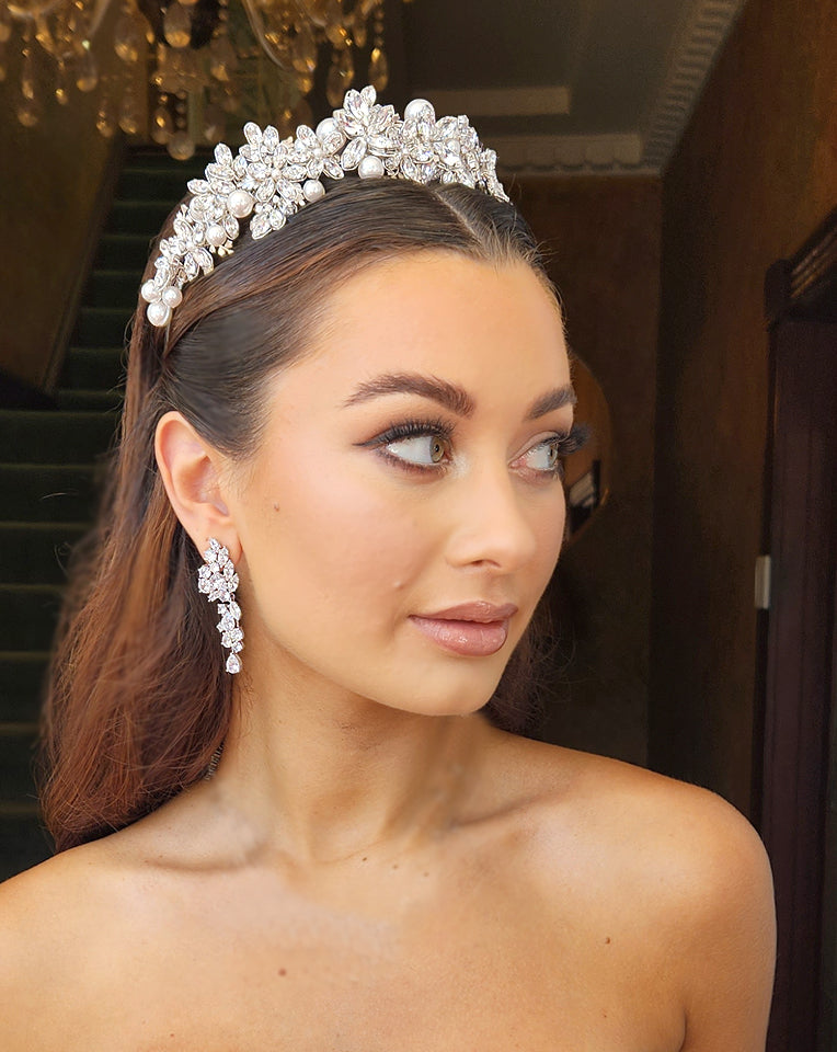 Kezani Titania Crystal Floral Wedding Headband – Elegant Embellished Bridal Hair Accessory for Weddings, Prom & Special Events