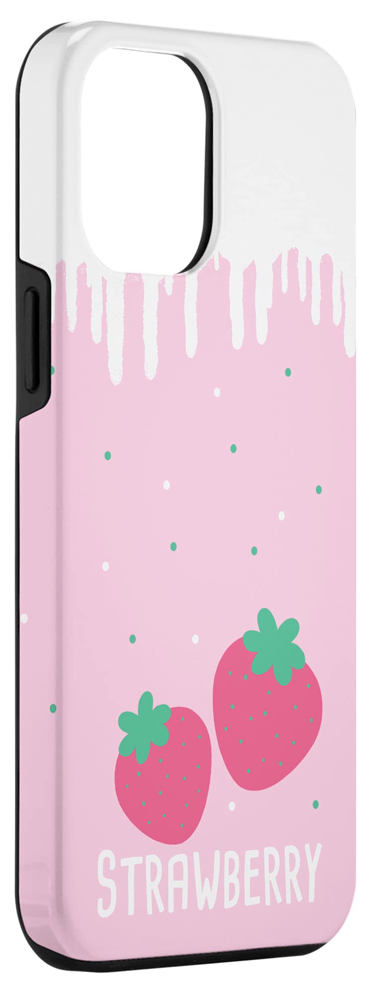 iPhone 12 Pro Max Cute Strawberry Milk Kawaii Phone Case - Shockproof Protective Cover for Girls, Women - Perfect for Daily Use, School, Work & Travel