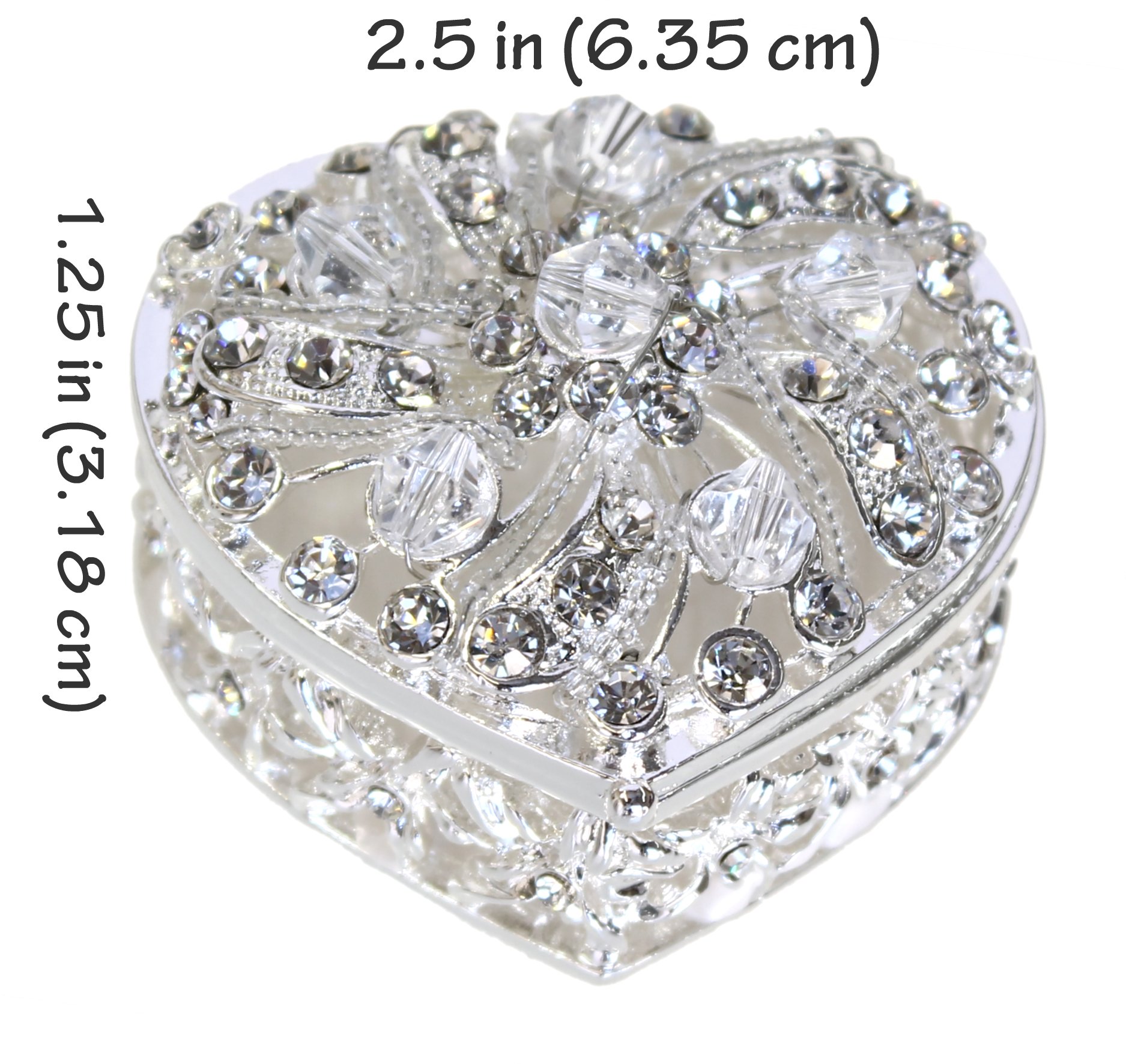 CB Accessories Wedding Unity Coins - Arras de Boda - Heart Shaped Box with Decorative Rhinestone Crystals 78 (Silver) - Perfect for Wedding Ceremonies and Anniversary Gifts