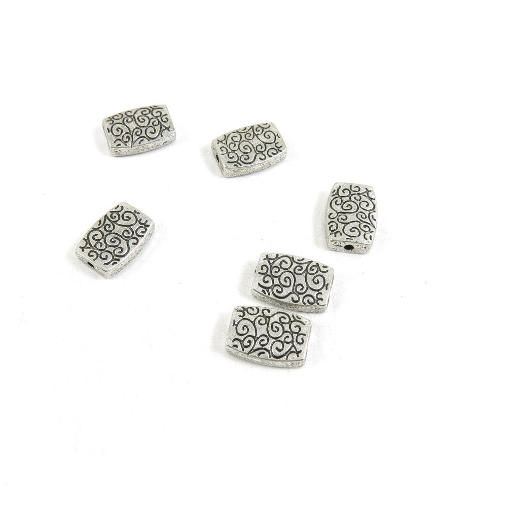 300 PCS Antique Silver Tone Jewelry Charms Bulk Wholesale - DIY Craft Beads for Necklace, Bracelet & Earring Making - T7PL8 Pattern Block Loose Beads for Jewelry Design & Scrapbooking