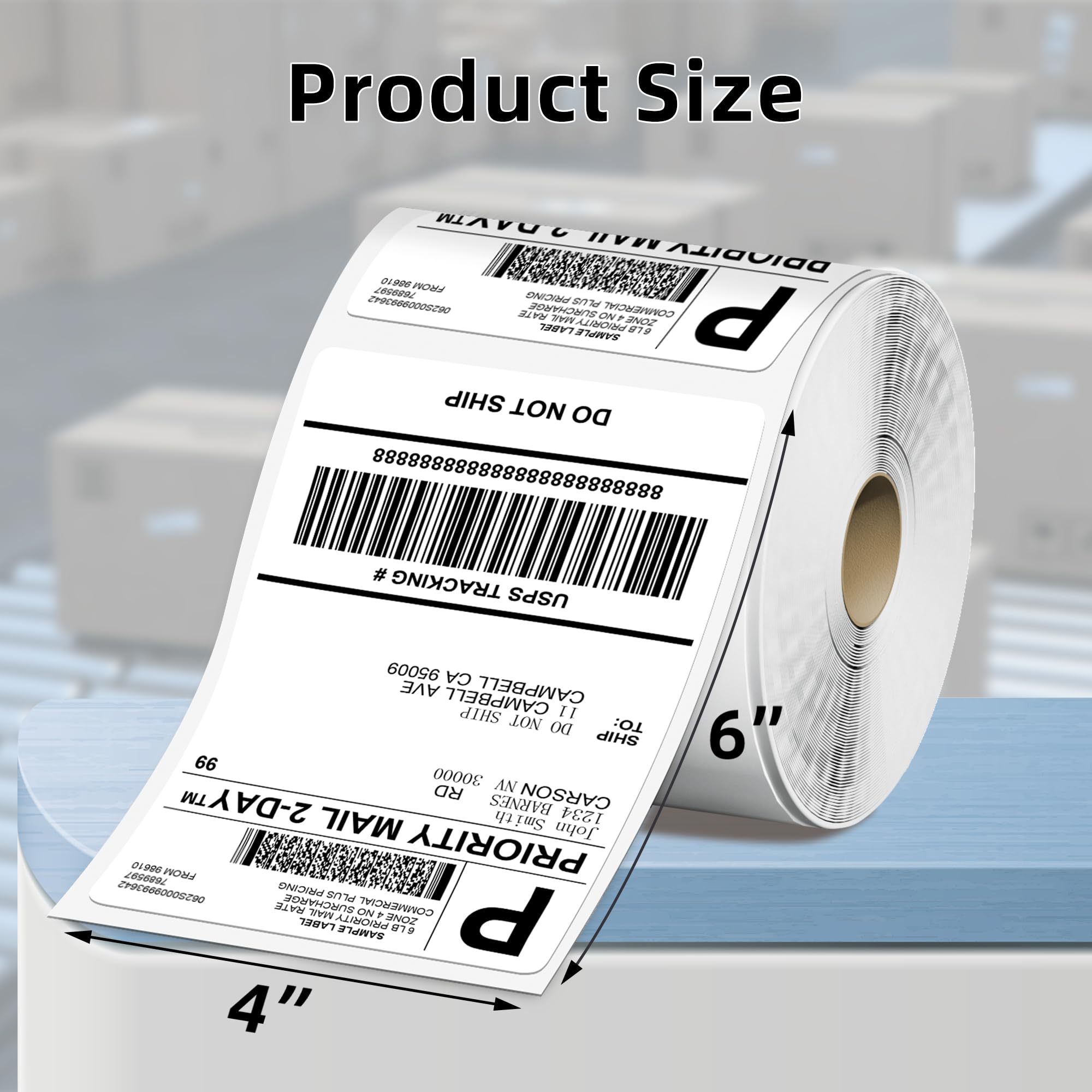 4x6 Direct Thermal Shipping Labels Roll - 500 Pack, Commercial Grade Strong Adhesive Stickers, Compatible with Rollo/Nelko/Munbyn/Jadens Printers - Perfect for Ecommerce, Warehouse & Logistics Labeling