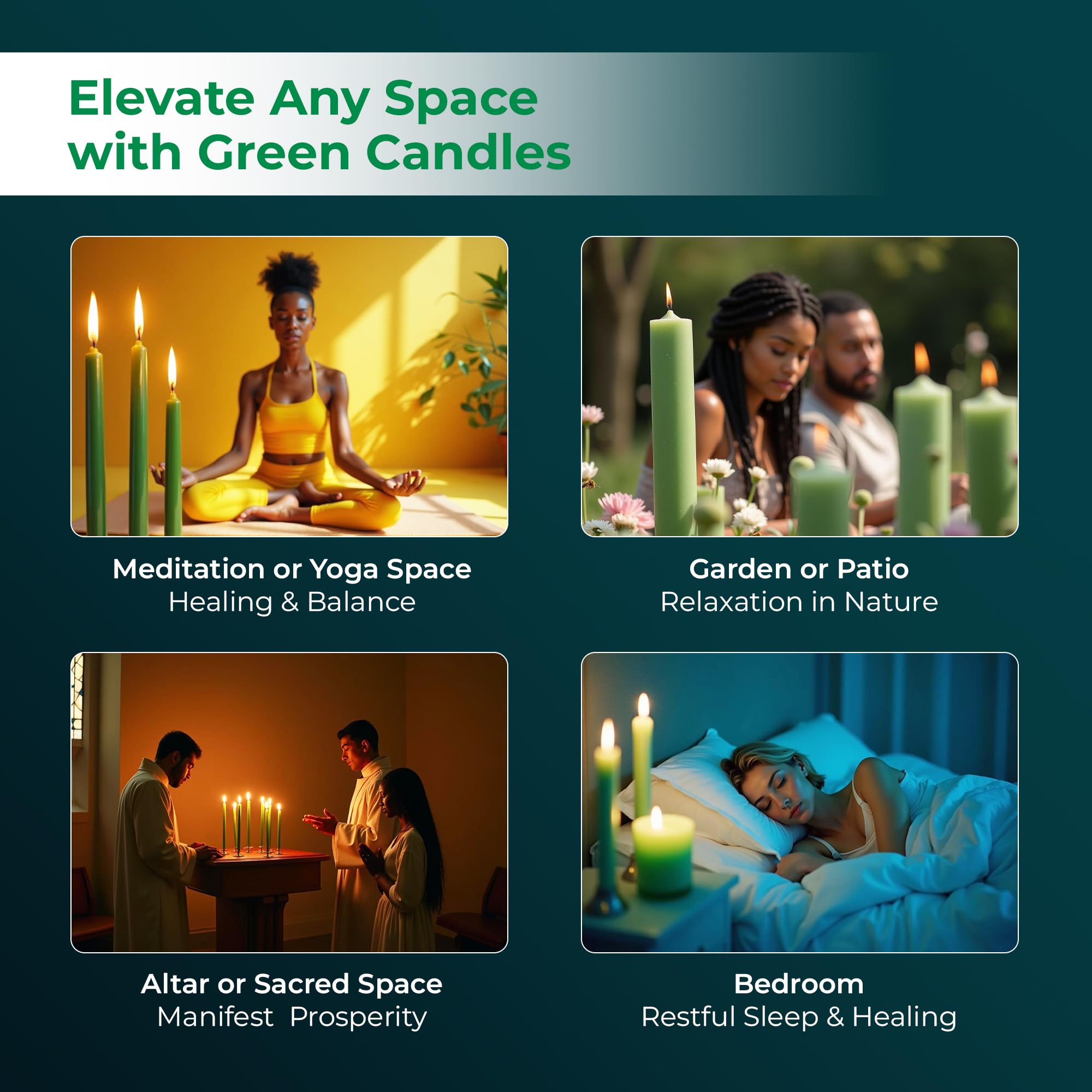 20 Green Unscented Spell Candles for Rituals & Decor