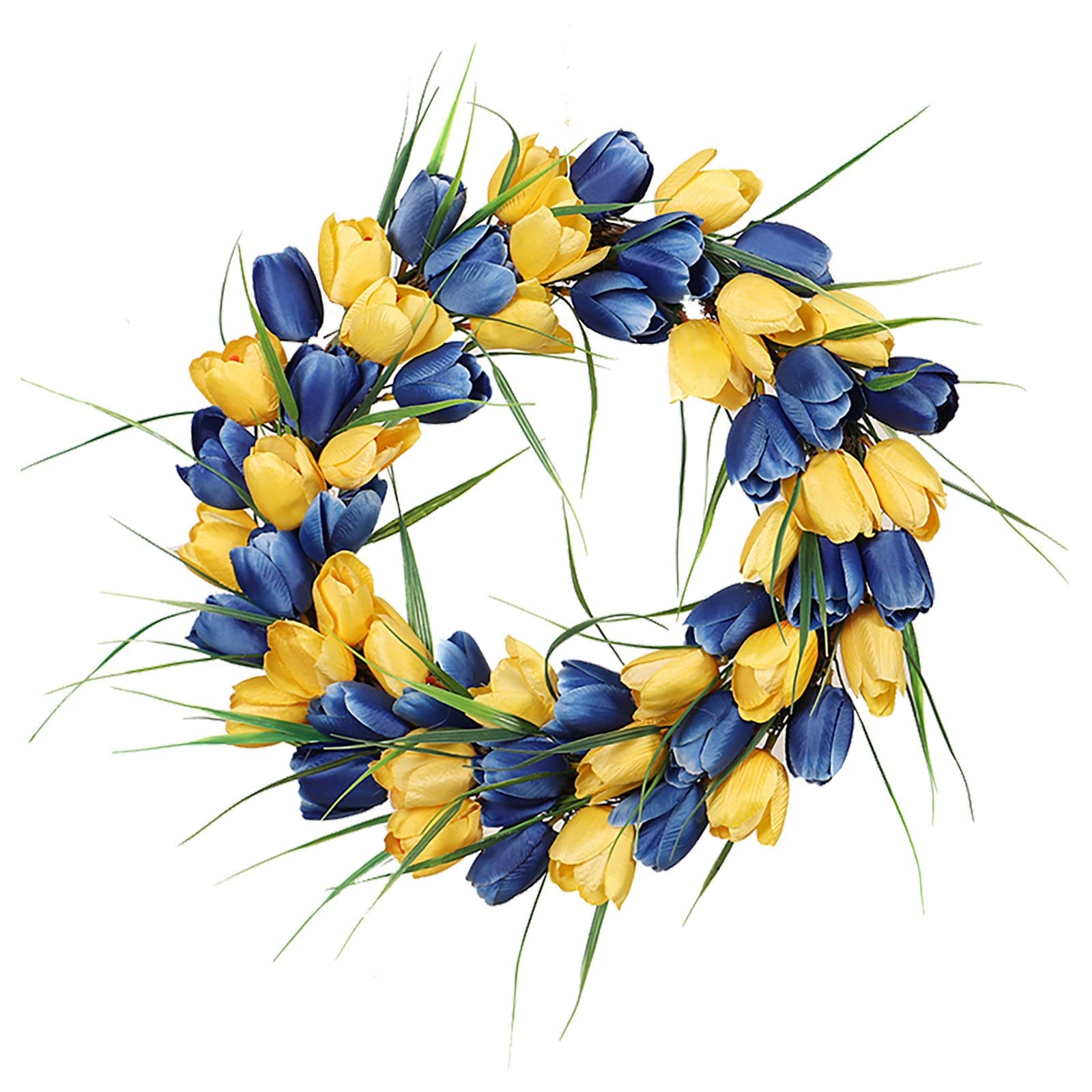 Fall Hydrangea Wreath - Rustic Farmhouse Front Door Wreath with Yellow & Blue Flowers, Spring Summer Home Decor for Doors, Walls, Weddings & Tabletop (Blue, One Size) - Perfect for Farmhouse, Cottage & Boho Style Home Decorating