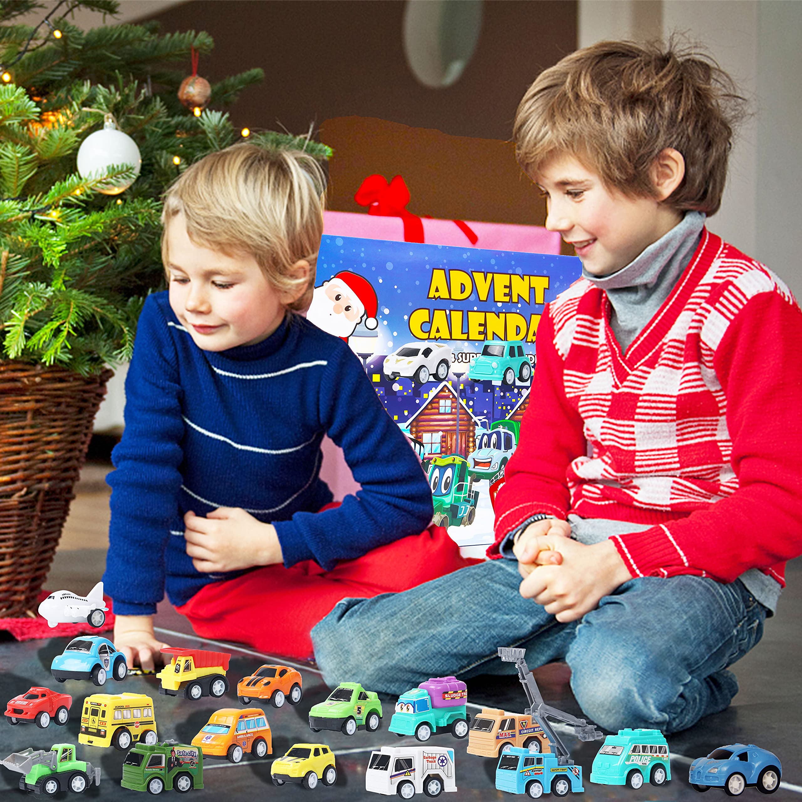 Juegoal 24-Piece Easter Pull Back Cars and Trucks Toy Vehicles Set for Toddlers & Kids Ages 3-6 - Stocking Stuffers, Easter Party Favors, Birthday Gifts for Boys & Girls - Fun Indoor & Outdoor Play Toys for Preschoolers