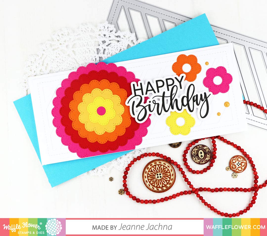 Waffle Flower Happy Birthday Matching Die Set - Perfect for DIY Greeting Cards, Scrapbooking & Paper Crafting Projects