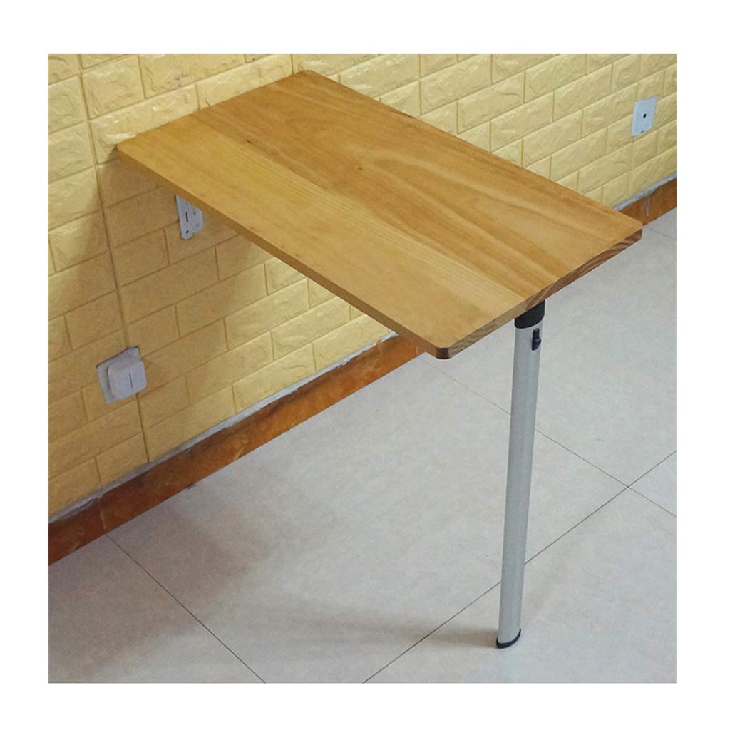 YDDZ Wall-Mounted Folding Table - 20mm Thick Solid Wood Panel, White/Brown, Safe Rounded Corners, 3 Installation Methods | Space-Saving Desk for Small Apartments, Kitchen Extensions & Home Offices