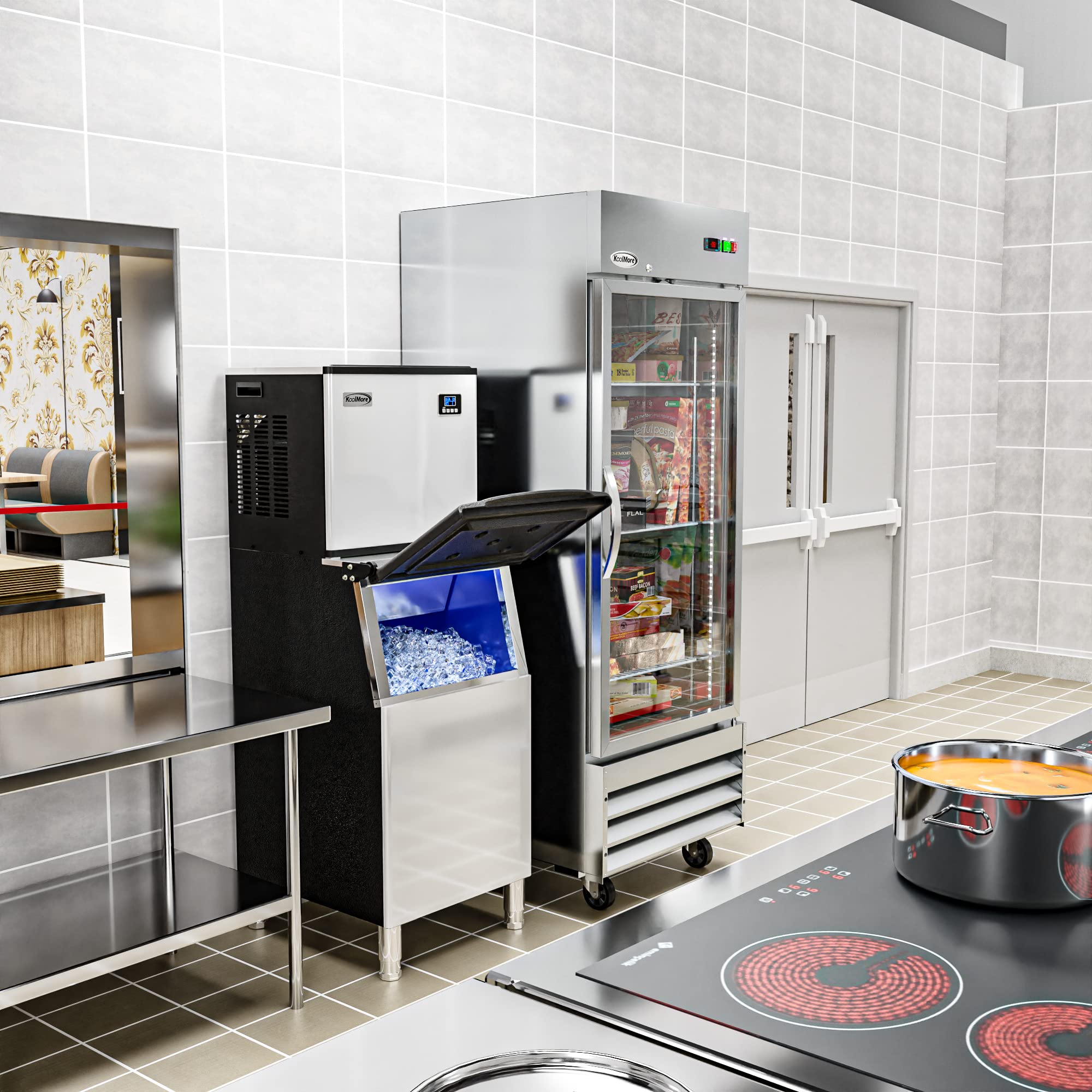 KoolMore 420 lbs/24h Commercial Ice Maker Machine - Air-Cooled Evaporator System for Bars, Restaurants, Hotels, Cafes & Catering (Model KM-CIM-400) | Heavy Duty Ice Production for Cocktails, Beverages & Food Preservation