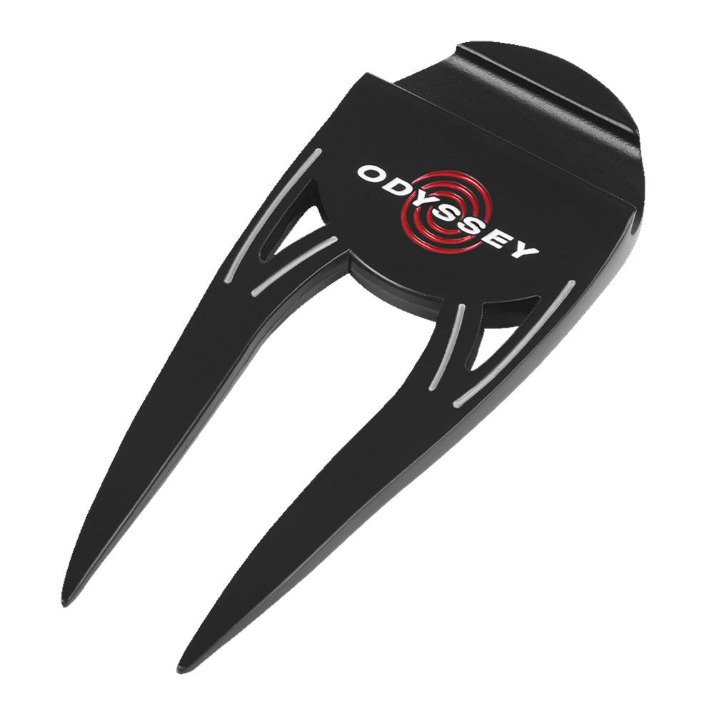 Callaway Odyssey Double Prong Golf Divot Tool - Premium Stainless Steel Ball Mark Repair Tool for Greens - Perfect for Golf Course & Practice Sessions
